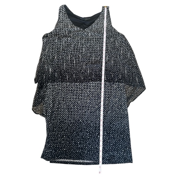 White House Black Market Chiffon Cape Dress Size Medium - Picture 12 of 14